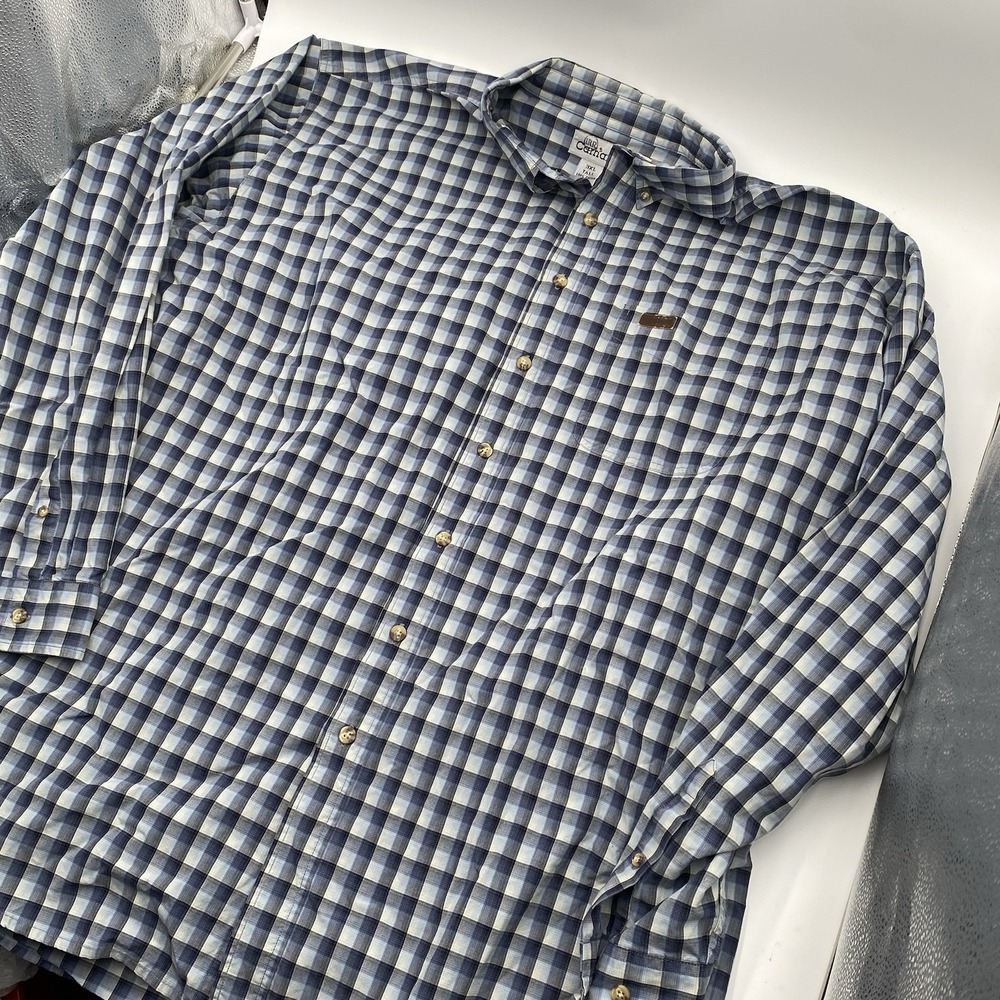 Carhartt Men 3XL Tall Blue Plaid Long Sleeve Relaxed Fit Button Down Shirt - Picture 2 of 10